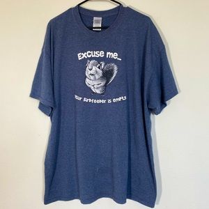 Plus Size Graphic Print Funny Tee Shirt Oversized Squirrel XXL Blue Vintage y2k